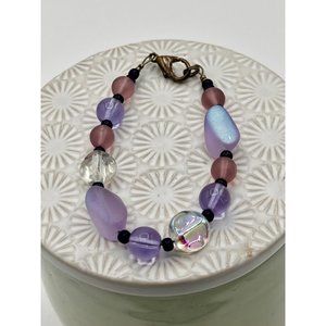 Killer Designs | Shades of Purple Glass Bead Bracelet 8" | NEW